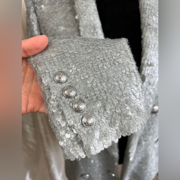 Balmain Oversized Silver Sequined Blazer - Picture 3 of 6